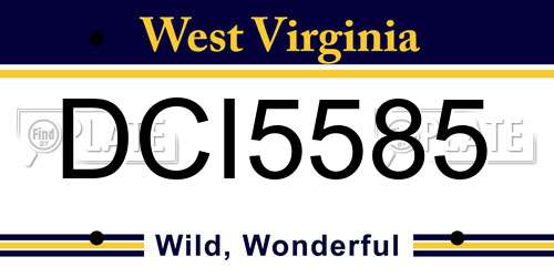 DCI5585 West Virginia License Plate