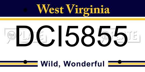 DCI5855 West Virginia License Plate