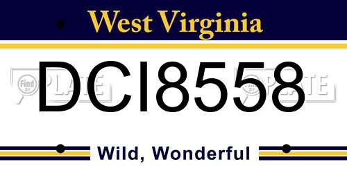 DCI8558 West Virginia License Plate