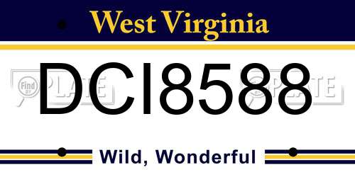 DCI8588 West Virginia License Plate