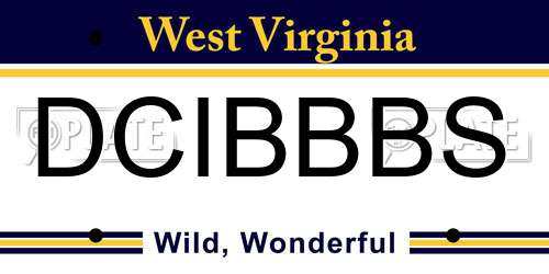 DCIBBBS West Virginia License Plate