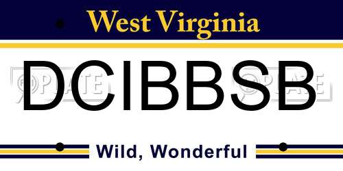 DCIBBSB West Virginia License Plate