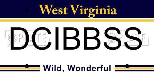 DCIBBSS West Virginia License Plate