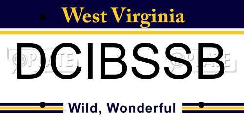 DCIBSSB West Virginia License Plate