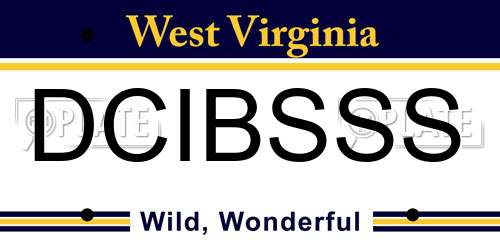DCIBSSS West Virginia License Plate