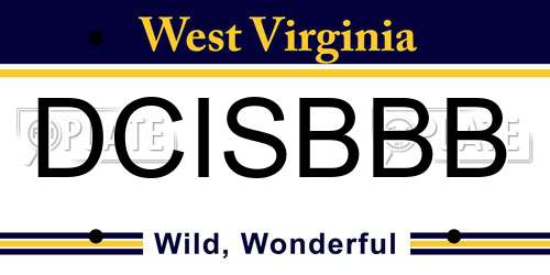 DCISBBB West Virginia License Plate
