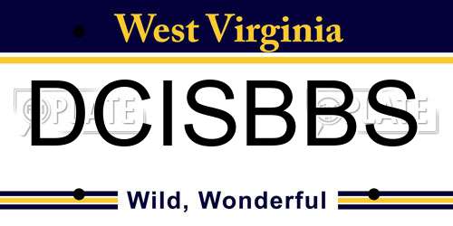 DCISBBS West Virginia License Plate