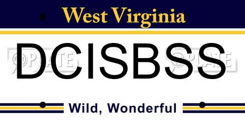 DCISBSS West Virginia License Plate
