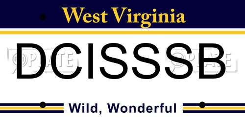 DCISSSB West Virginia License Plate