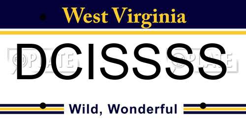 DCISSSS West Virginia License Plate