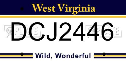 DCJ2446 West Virginia License Plate