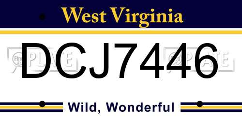 DCJ7446 West Virginia License Plate