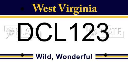 DCL123 West Virginia License Plate