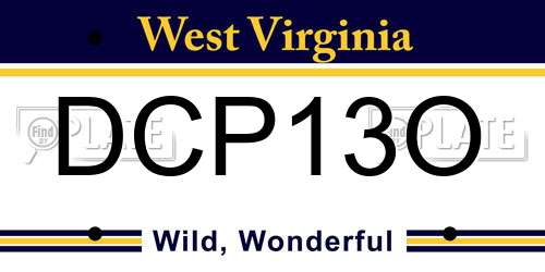 DCP13O West Virginia License Plate