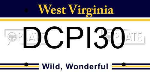 DCPI30 West Virginia License Plate