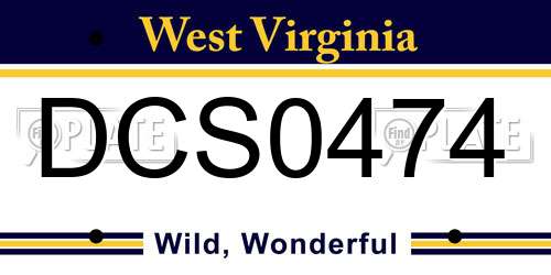 DCS0474 West Virginia License Plate