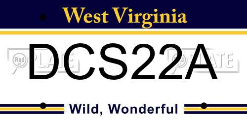 DCS22A West Virginia License Plate