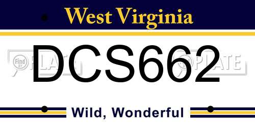 DCS662 West Virginia License Plate