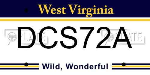 DCS72A West Virginia License Plate