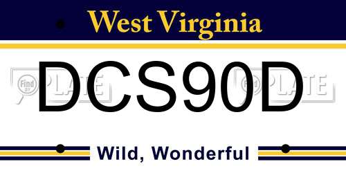 DCS90D West Virginia License Plate