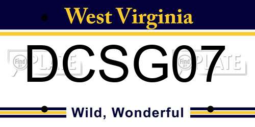 DCSG07 West Virginia License Plate