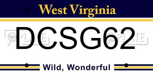 DCSG62 West Virginia License Plate