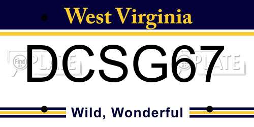 DCSG67 West Virginia License Plate