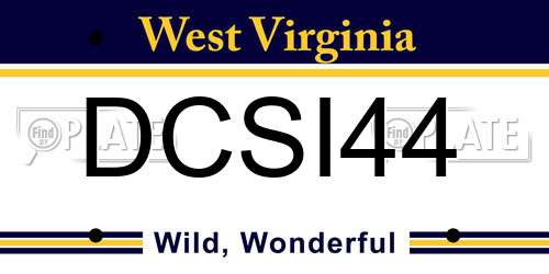 DCSI44 West Virginia License Plate