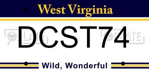 DCST74 West Virginia License Plate