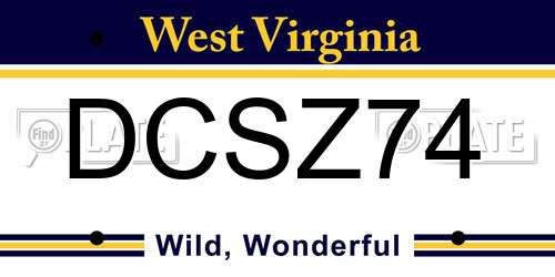 DCSZ74 West Virginia License Plate