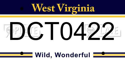 DCT0422 West Virginia License Plate