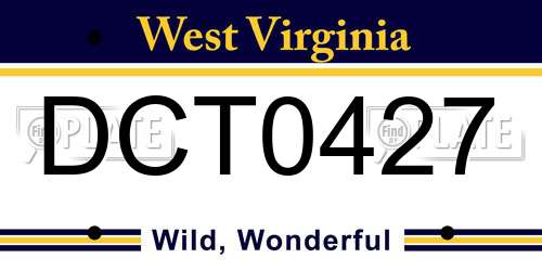 DCT0427 West Virginia License Plate