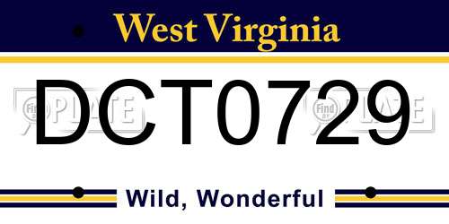 DCT0729 West Virginia License Plate