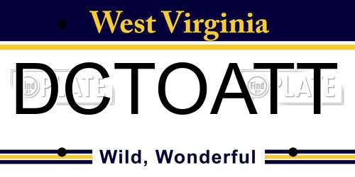 DCTOATT West Virginia License Plate