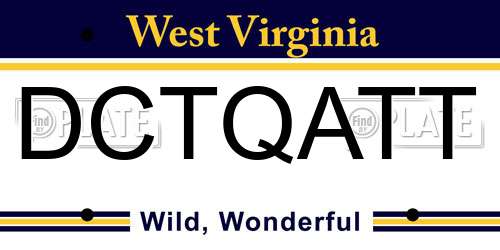 DCTQATT West Virginia License Plate