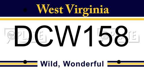 DCW158 West Virginia License Plate