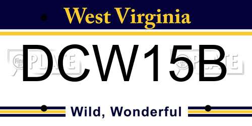 DCW15B West Virginia License Plate