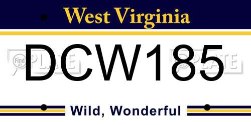 DCW185 West Virginia License Plate