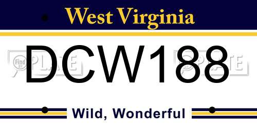 DCW188 West Virginia License Plate