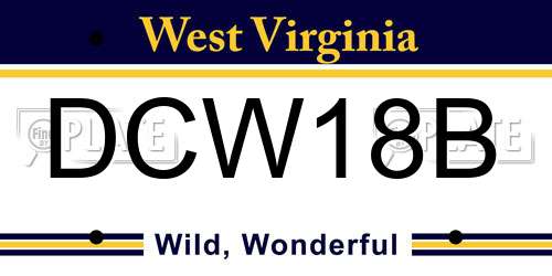 DCW18B West Virginia License Plate