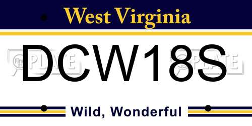DCW18S West Virginia License Plate