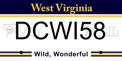 DCWI58 West Virginia License Plate