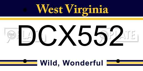 DCX552 West Virginia License Plate