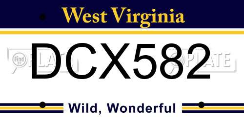 DCX582 West Virginia License Plate