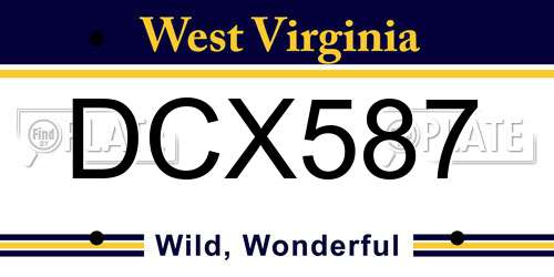 DCX587 West Virginia License Plate