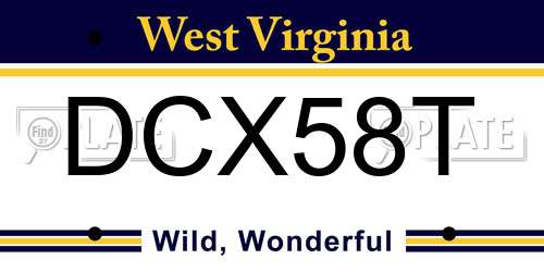 DCX58T West Virginia License Plate