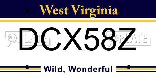 DCX58Z West Virginia License Plate