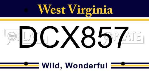 DCX857 West Virginia License Plate
