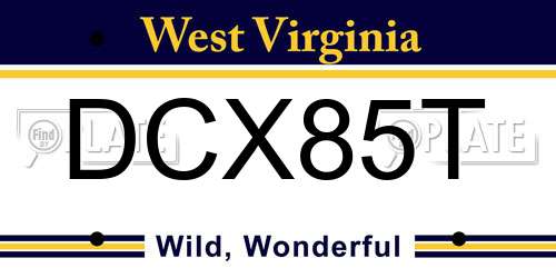 DCX85T West Virginia License Plate