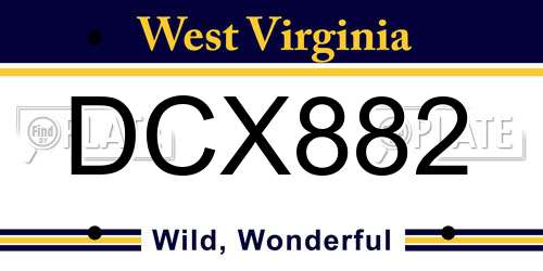 DCX882 West Virginia License Plate